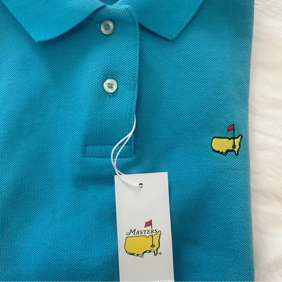 NWT Masters Golf Pique Puff Sleeve Aqua Blue Polo Shirt L 10 - 12 - Picture 6 of 6